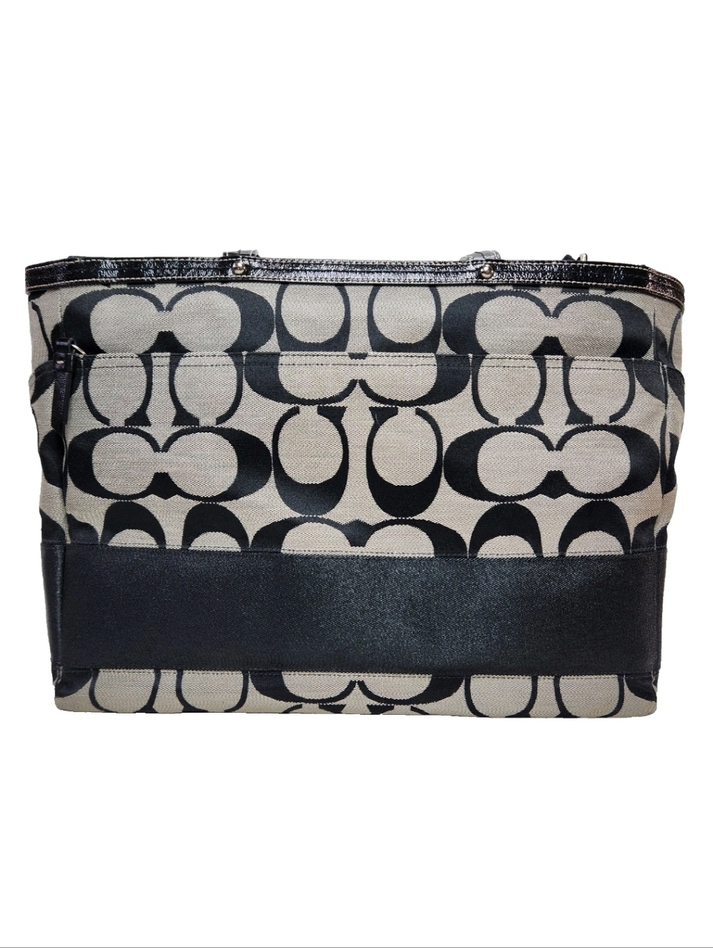 COACH Signature C Jacquard Tote Black Gray Baby Diaper Bag B1076-F13802 - Picture 4 of 16